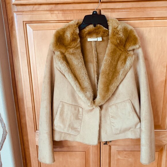 Chico’s Faux Suede Shearling Jacket Camel Penny Lane Style – Plush Lined, Chic - Picture 5 of 12